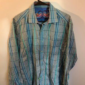 Mens Robert Graham Button Shirt Large Flip Cuff